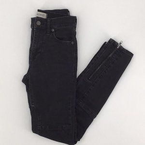 Madewell High Riser Skinny Jean Moto Black Patch